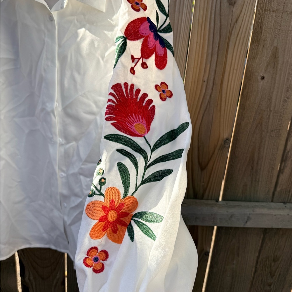 Shein White Embroidered Shirt - Picture 4 of 5
